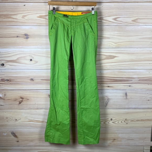 Y2K Miss Sixty M60 Vintage Low Rise Flared Jeans Kelly Green Sz 27 Italy Rare
